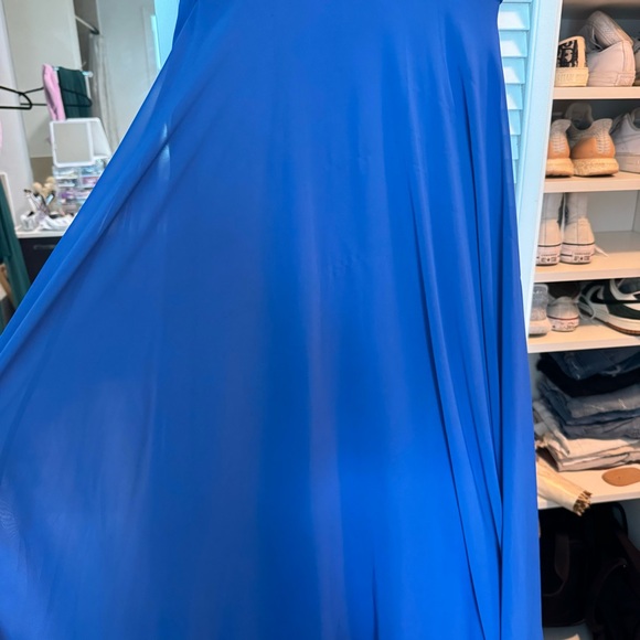 Azazie Monroe A-Line Pleated Chiffon Floor-Length Dress in Royal Blue - Picture 6 of 8